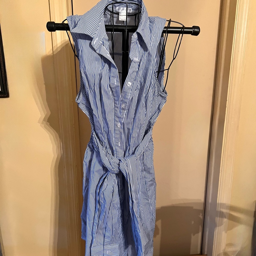 Venus Striped Sleeveless Shirt Dress